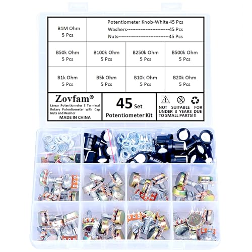 Potentiometer Kit WH148 1K 5K 10K 20K 50K 100K 250K 500K 1M Ohm, 45 Sets