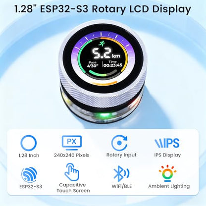 ELECROW 1.28" ESP32 Rotary Display 240x240 HMI IPS Round Knob Touch Display