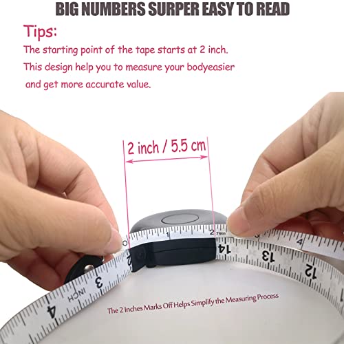 Tape Measure Body Measuring Tape 80inch/205cm Lock Pin Retract Tape Measure for Tailor Fitness Clothes Sewing Handcrafts Weight Loss Body Measurement - color: White Black White 80 inch 3 pack