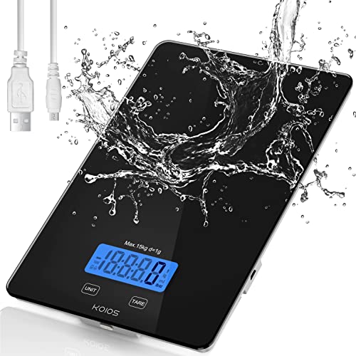 KOIOS 33lb Kitchen Scale 0.1oz Precision,Batteries & USB-C Charging(Black) - color: Black