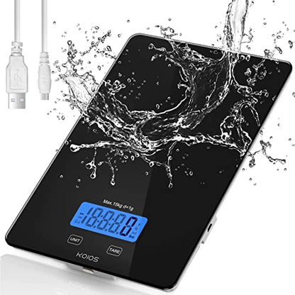 KOIOS 33lb Kitchen Scale 0.1oz Precision,Batteries & USB-C Charging(Black) - color: Black