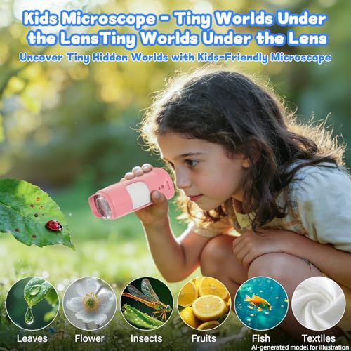 1000X Handheld Digital Microscope for Kids, STEM Educational Toys - color: Pink