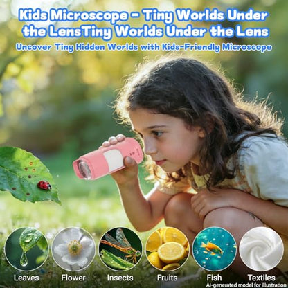1000X Handheld Digital Microscope for Kids, STEM Educational Toys - color: Pink