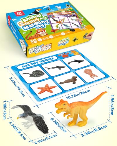 Coogam Sorting Toys for Kids, Animals Figures Dinosaurs Birds Insects Cognition Matching Game Playset, Fine Motor Learning Activities Educational Toy Gift for 3 4 5 Year Old Kid - style: Animal theme