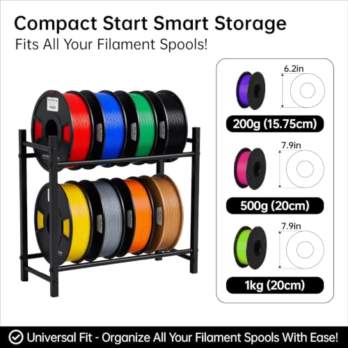 3D Printer Filament Storage Rack, Heavy Duty Metal Desk/Stand Organizer,Space Saving Fits for PLA PETG,Large Capacity for Multiple Size Filament Rolls for Maker Workspaces, Home Labs and Print Farms - size: Size 1