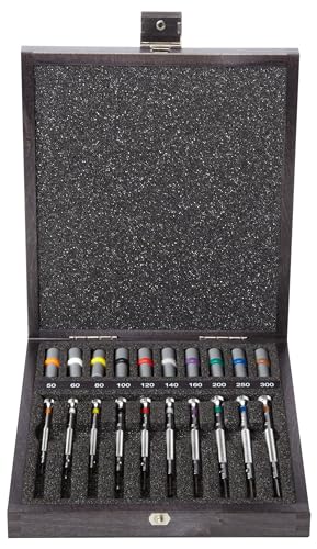 Bergeon 55-606 30080 Set of 10 Screwdrivers with 10 Tubes with Spare Blades in Wooden Box Watch Repair Kit