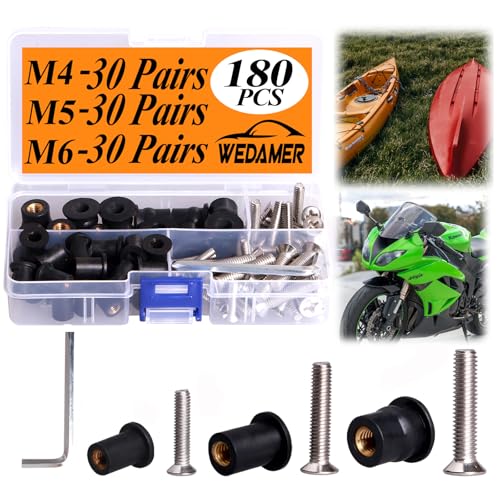 WEDAMER 90 Pairs M4 M5 M6 Neoprene Well Nuts Kit Rubber Well Nuts for Kayak - color: M4/M5/M6 Each 30 Pairs