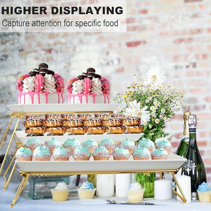 Czlizdyt Extra Large 3 Tier Serving Tray Set, 24x22x9.7 inch - color: Gold