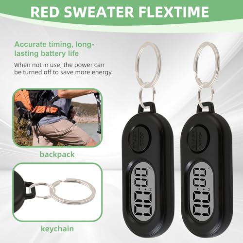2 Pack Mini Digital Timer Keychain, Portable Countdown Timer and Stopwatch