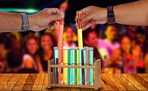 Lily's Home Bamboo Test Tube Vial Shot Glasses Holder Rack, Great as Pen Stand, Made from Bamboo with Built-In Handle, Rack Only, Glass Tubes NOT Included, 12 Tube Capacity (7/8" (22mm') Holes) - size: 12