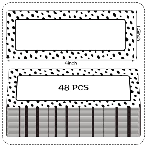 Eaasty 48 Pcs Dry Erase Magnetic Labels Reusable Magnetic Name Tag for Whiteboard Locker Fridge Classroom School Office Home(White with Black Polka Dots) - style: White with Black Polka Dots