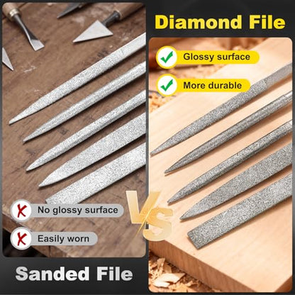 HARFINGTON 5Pcs Diamond File 3x140mm 120Grit Diamond Needle Gold Files - color: Gold, size: 3 x 140mm 120 Grit