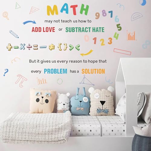 LHIUEM 2 Sheets Large Math Quotes Wall Decals,Inspirational Mathematics Wall Stickers,Big Geometry Symbols Stickers,Fun Math Decals Blue Orange Colors,Full Algebra Posters for School Classroom Nursery - color: Big Math Wall Sticker