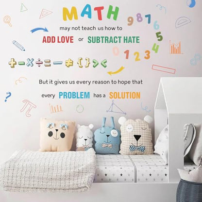 LHIUEM 2 Sheets Large Math Quotes Wall Decals,Inspirational Mathematics Wall Stickers,Big Geometry Symbols Stickers,Fun Math Decals Blue Orange Colors,Full Algebra Posters for School Classroom Nursery - color: Big Math Wall Sticker