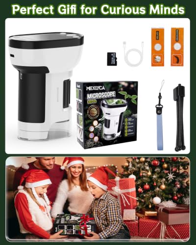 1000X Handheld Microscope for Kids, 2.0" Screen Pocket Microscope, Adjustable LED Screen Rechargeable, Toys for Christmas Birthday Gifts Toys Portable Edu Gift Age 4-6 8-12 Children Students