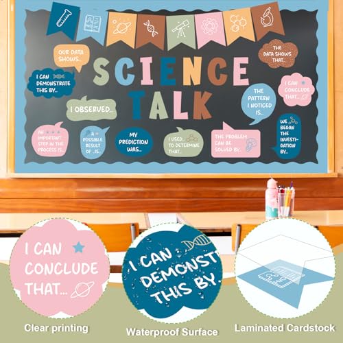 47Pcs Science Talk Bulletin Board Decorations Set, Boho Educational Bulletin Boards for Science Classroom Back to School Elementary Middle School Wall Decor Teacher Must Haves