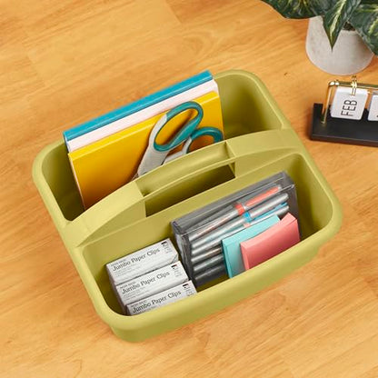 ECR4Kids 2-Compartment Large Storage Caddy Organizer, 6-Pack, Earthtone - color: Earthtone