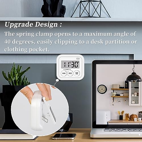 Timer, Kitchen Timers for Cooking Classroom Timer for Kids Teachers Digital Magnetic Timers 2 Pack, White - color: White