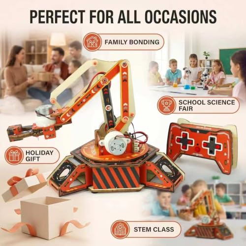 Robot Arm Kits, Robotics for Kids Ages 8-12 14-16 STEM Toys, 360° Rotation