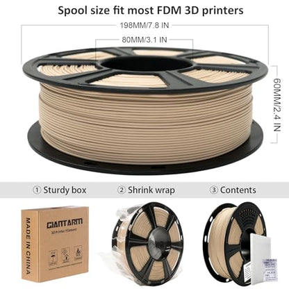 GIANTARM PLA Filament,3D Printer Filament 1.75mm,Neatly Wound Bone White 3D Printing Filament for Most FDM 3D Printers,Dimensional Accuracy +/- 0.02mm,1kg Spool (2.2lbs) - color: Bone White, size: 1kg