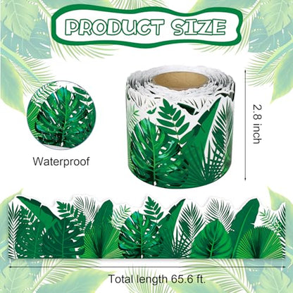 Tropical Leaves Bulletin Board Border, 65Ft Jungle Leaves Border Greenery Plant Tropical Leaves Rolled Border Trim for School Classroom Bulletin Board Chalkboard Whiteboard Wall Decor - style: Tropical