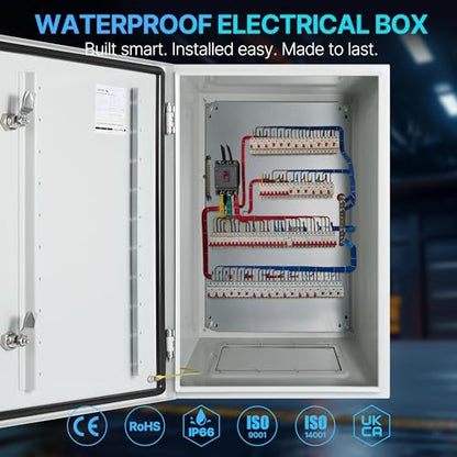 24x16x8 NEMA 4X Electrical Enclosure Metal Outdoor Enclosure Box - size: 24"H × 16"W × 8"D