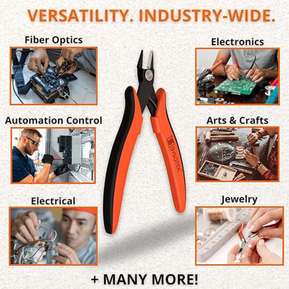 Flush Cutters, Precision Wire Cutters, Diagonal Cutters for Zip Ties, Electronics, Jewelry Making, 3D Printer Filament, Small Wire, Crafting, Models & Fiber Optic Tools