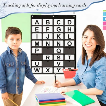 AmazingSpark 2 Pack 3x5 Index Card Holder Sleeve 32 Slot Pocket Chart