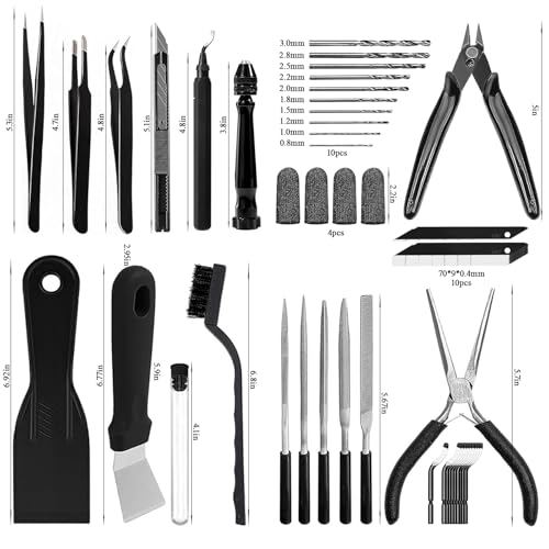 62pcs 3D Printer Tools, 3D Print Accessories Kit Includes Nozzle Cleaning Kit, Deburring Tools, Removal Tools, Needle Files, Brushes, Cutters, Craft Knife, Tweezers, Drills for 3D Prints Finishing