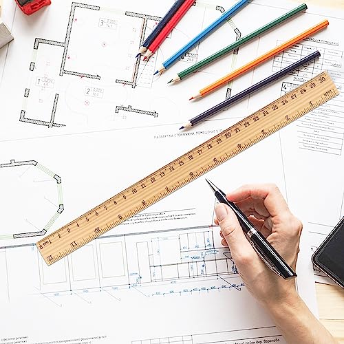 144 Packs Wooden Rulers, 12 Inch Double Sided Wood School Ruler for Home, Student, Office Use, 2 Scale,by,GNIEMCKIN - size: 144 Packs12 Inch