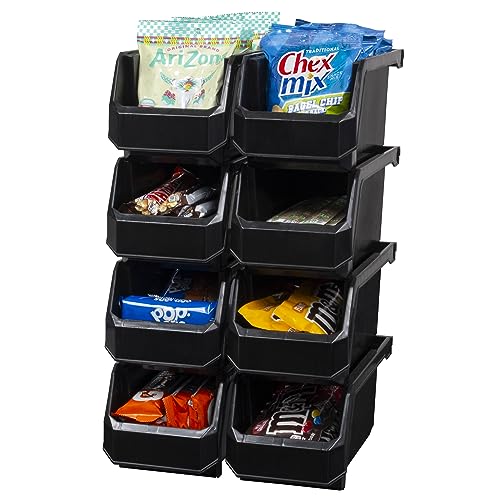 ReadySpace Medium Stackable Plastic Storage Bins, 8-Pack, Black - color: Black, size: Medium, 8-Pack