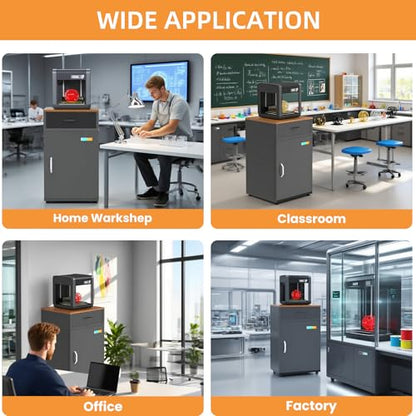 3D Printer Stand with Dehumidifier, Stores Up to 40 Filament Rolls - color: Black