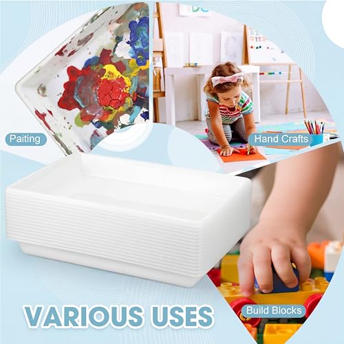 Maitys 15 Pcs Large Activity Plastic Art Trays for Kids Crafts, White - color: White