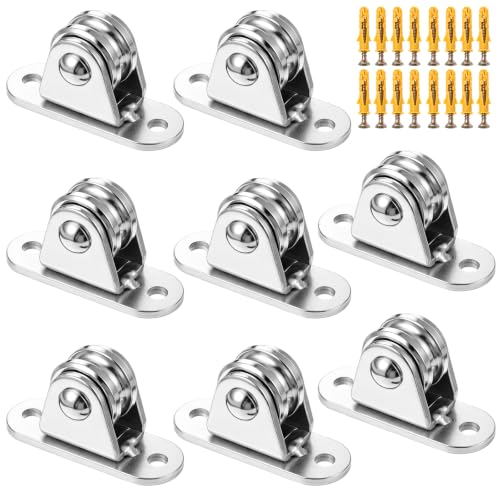 8 Pack Small Pulley Block Silent Pulley Wheel Heavy Duty Fixed Pullies Loading 176 lb, 1" Mini Duplex Pulleys Roller Frictionless Silent Wheel for Cord Material Handling Moving and DIY Project