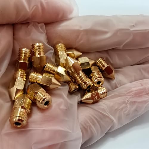 16PCS 0.6mm MK8 Brass Nozzles, 3D Printer Extruder Nozzle Compatible with Creality Ender 3 V2/Ender 3 Pro/Ender 5/CR-10 CR-10S, Makerbot Anet A8 3D Printing Replacement Parts - style: 16Pcs Ender 3 Nozzles 0.6mm