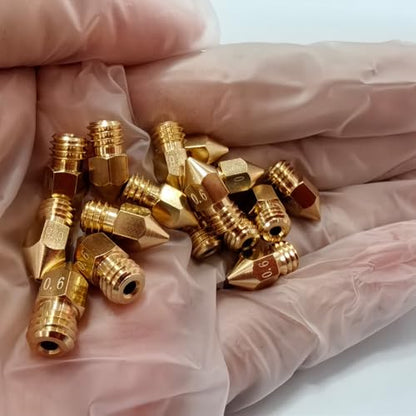 16PCS 0.6mm MK8 Brass Nozzles, 3D Printer Extruder Nozzle Compatible with Creality Ender 3 V2/Ender 3 Pro/Ender 5/CR-10 CR-10S, Makerbot Anet A8 3D Printing Replacement Parts - style: 16Pcs Ender 3 Nozzles 0.6mm