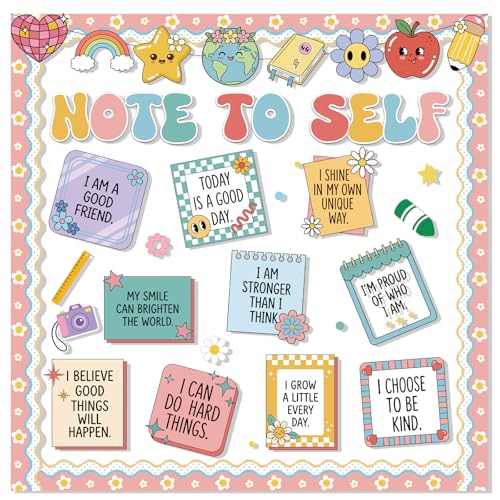 Note to Self Bulletin Board Decorations Mental Health Classroom Decor - color: Note to Self