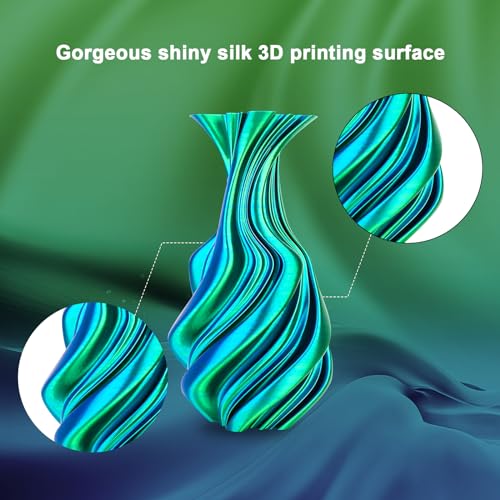 YOUSU Silk PLA Filament 1.75mm, 3D Printer Filament Coextrusion Filament Dual Color, Compatible with Most of 3D Printer, Silk Blue Green 1kg(2.2lbs). - color: 2-blue/Green