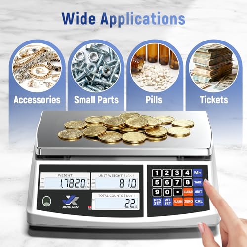 Industrial Counting Scale 30kg/66lb x 0.1g Precision Bench Scale Digital Inventory Counting Weight Scale for Small Parts and Coins, Electronic Gram Scale with Batteries/AC Power, lb/g/kg/oz - style: 30kg x 0.1g