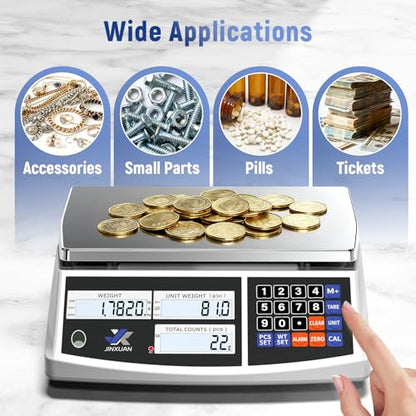 Industrial Counting Scale 30kg/66lb x 0.1g Precision Bench Scale Digital Inventory Counting Weight Scale for Small Parts and Coins, Electronic Gram Scale with Batteries/AC Power, lb/g/kg/oz - style: 30kg x 0.1g