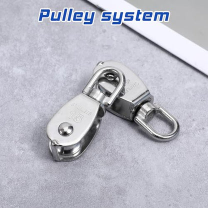 16 Pack M15 Small Rope Pulleys 304 Stainless Steel Wire Rope Cable Pulley Wheel Heavy Duty Clothes Line Swivel Pulley Hanging Wire Towing Wheel for Lifting