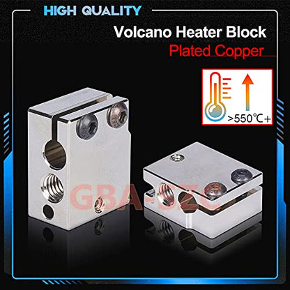 High Temperature Volcano Plated Copper Heater Block with Silicone Sock for Volcano Hotend,Volcano Nozzles,Prusa i3 Hotend Volcano,Sidewinder X1 X2,FLSUN SR Block.(1PC) - color: Heatblock-Volcano 1PC