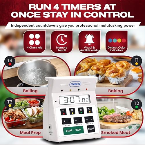 FMP Digital 4 Channel Commercial Kitchen Timer, Cooking, Restaurant