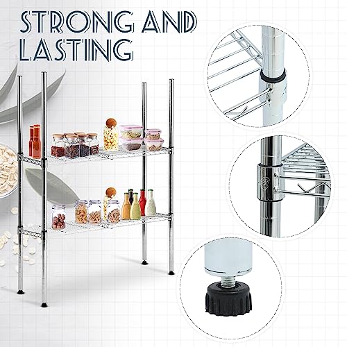 Thyle 4 Pack 36-Inch Wire Shelving Posts with 50 Clip, Chrome Steel, Sliver - color: Sliver, size: 36"