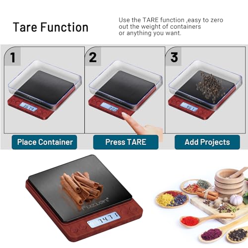 Fuzion Digital Scale .01 Gram Accuracy, 500g Small Kitchen Food Scales - color: Wood Grain