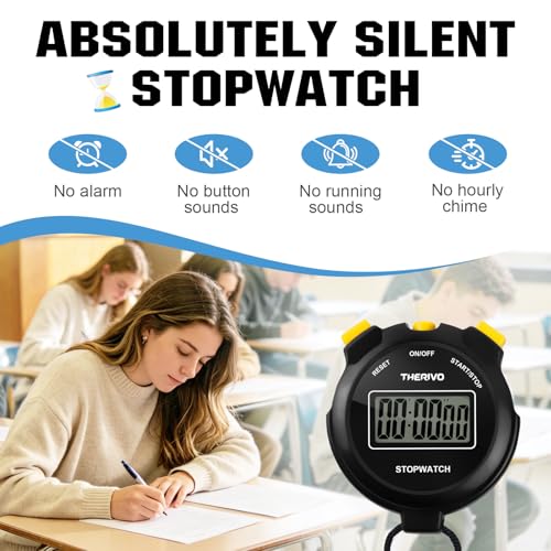 2 Pack Digital Simple Silent Stopwatch Timer: Basic Stopwatch Only