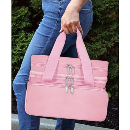 SINGER Portable Sewing Accessories Organizer Bag, 18 Compartments, Pink - color: Pink