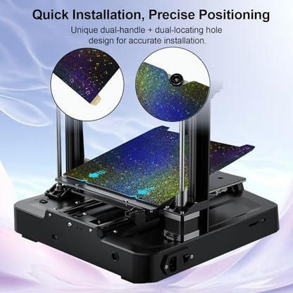 IdeaFormer-3D K1 K1C Build Plate 235x235mm, Rainbow Starry PEY+Textured PEI Spring Steel Sheet Flexible PEY PEI Plate for Creality K1/K1C/K1 SE/Ender 3 V3 SE/Ender 3 V3 KE/Ender 3 S1/Pro/Ender 5 S1 - color: Starry PEY+Textured Gold PEI