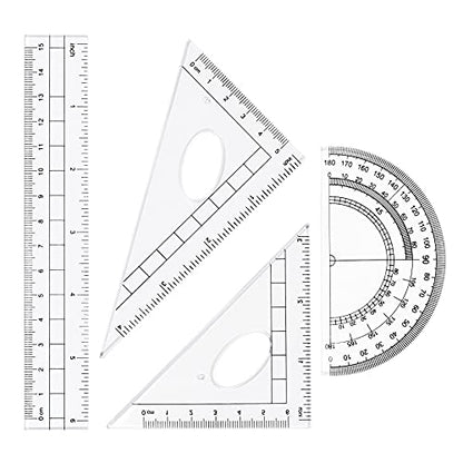 Unjoo Geometry Sets 10 Pcs Student Supplies, Protractor and Compass (Black) - color: Black