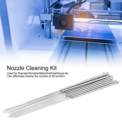3D Printer Nozzle Cleaning Kit Silver Stainless Steel Nozzle Cleaning Tool Printer Accessories 0.2/0.25/0.3/0.35/0.4mm Set